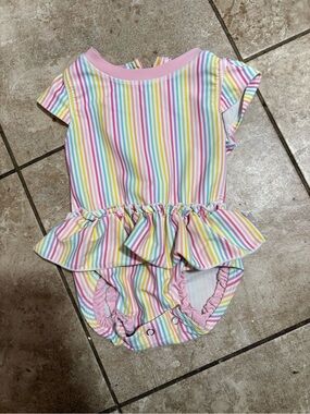 Rainbow Stripe Baby Peplum One-Piece